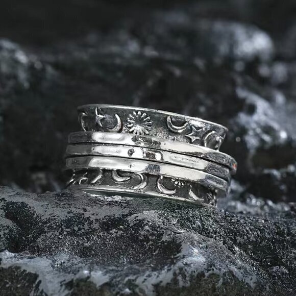 Sun and Moon Boho Spinner Ring #1207 - Picture 5 of 10